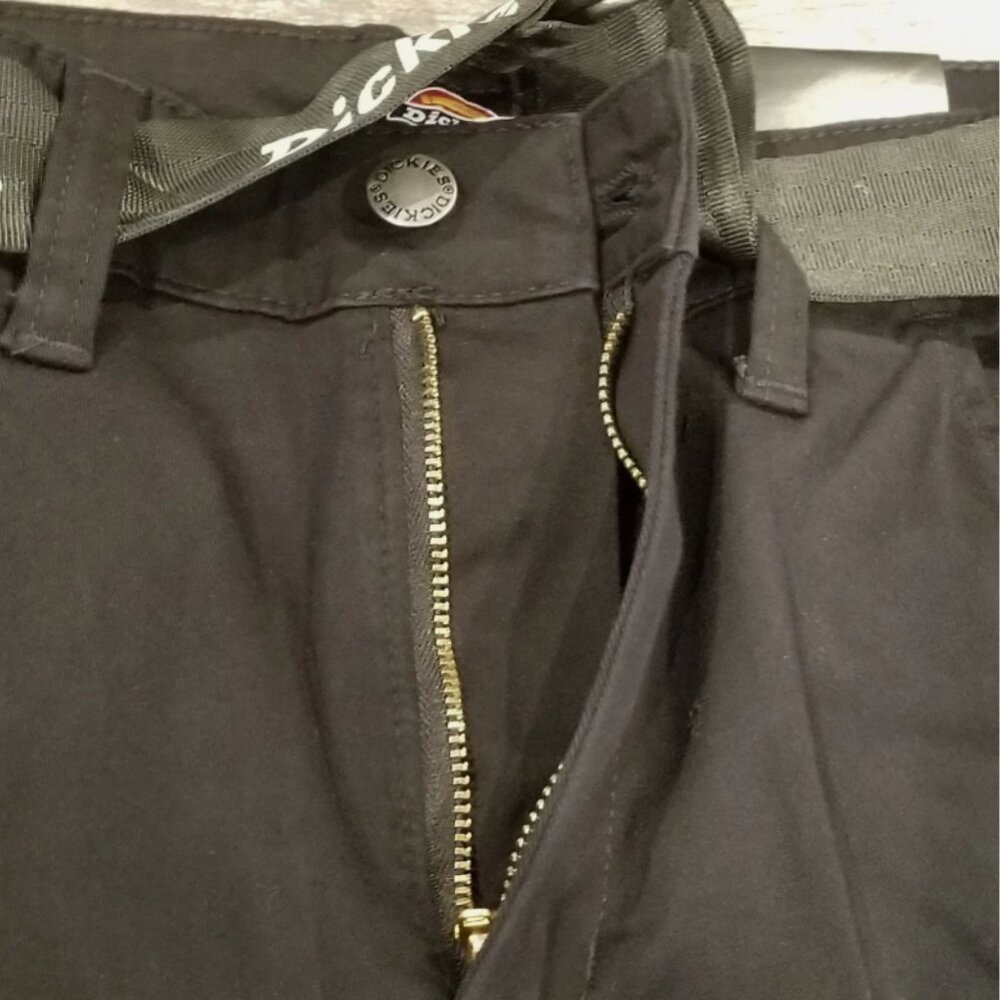 Dickies Women's Relaxed Baggy Fit Cropped Cargo Pants Belt Belted Black New - Picture 5 of 10